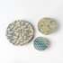 Bees Wax food covering with blue and white patterns set of 3