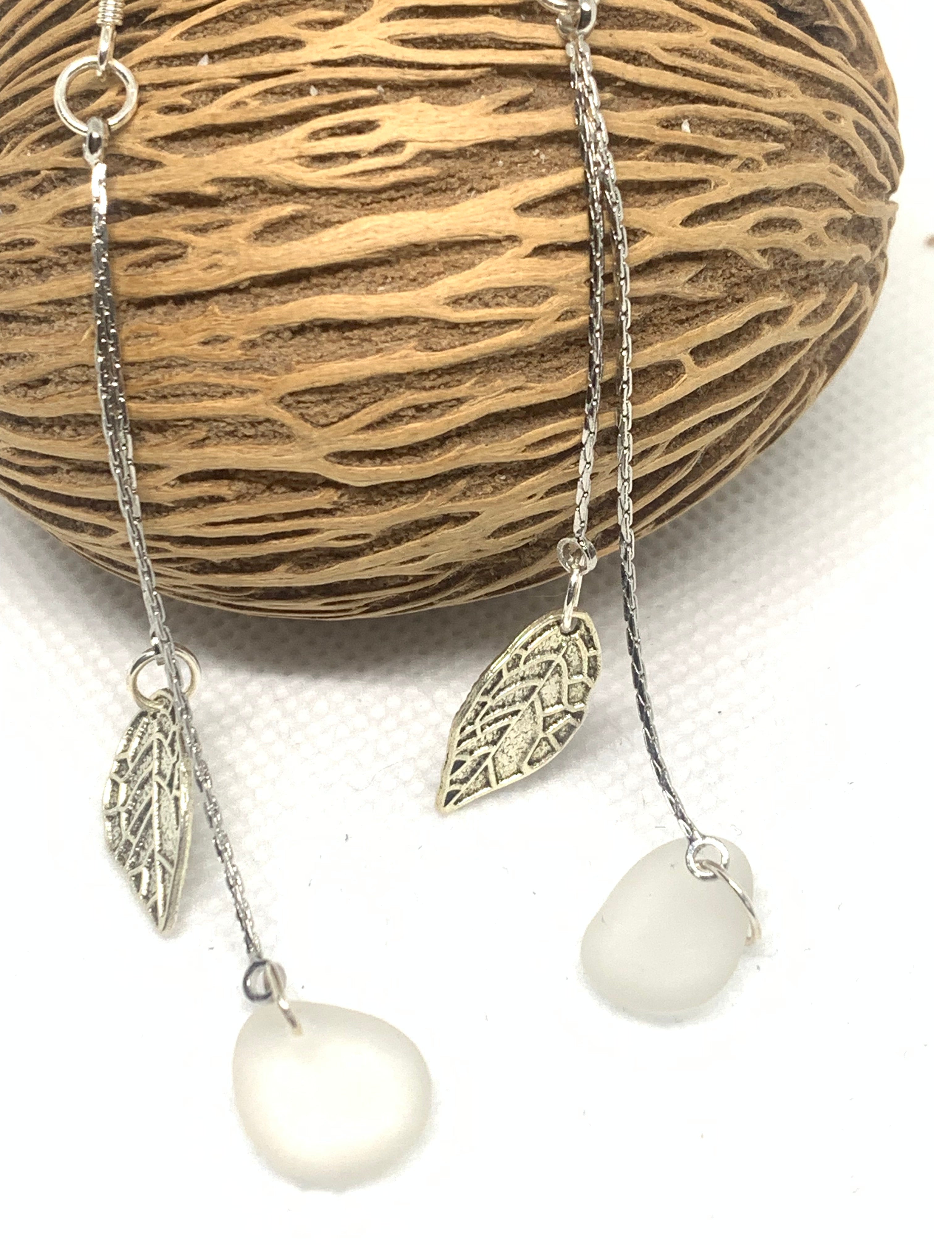 Sea glass drop earrings