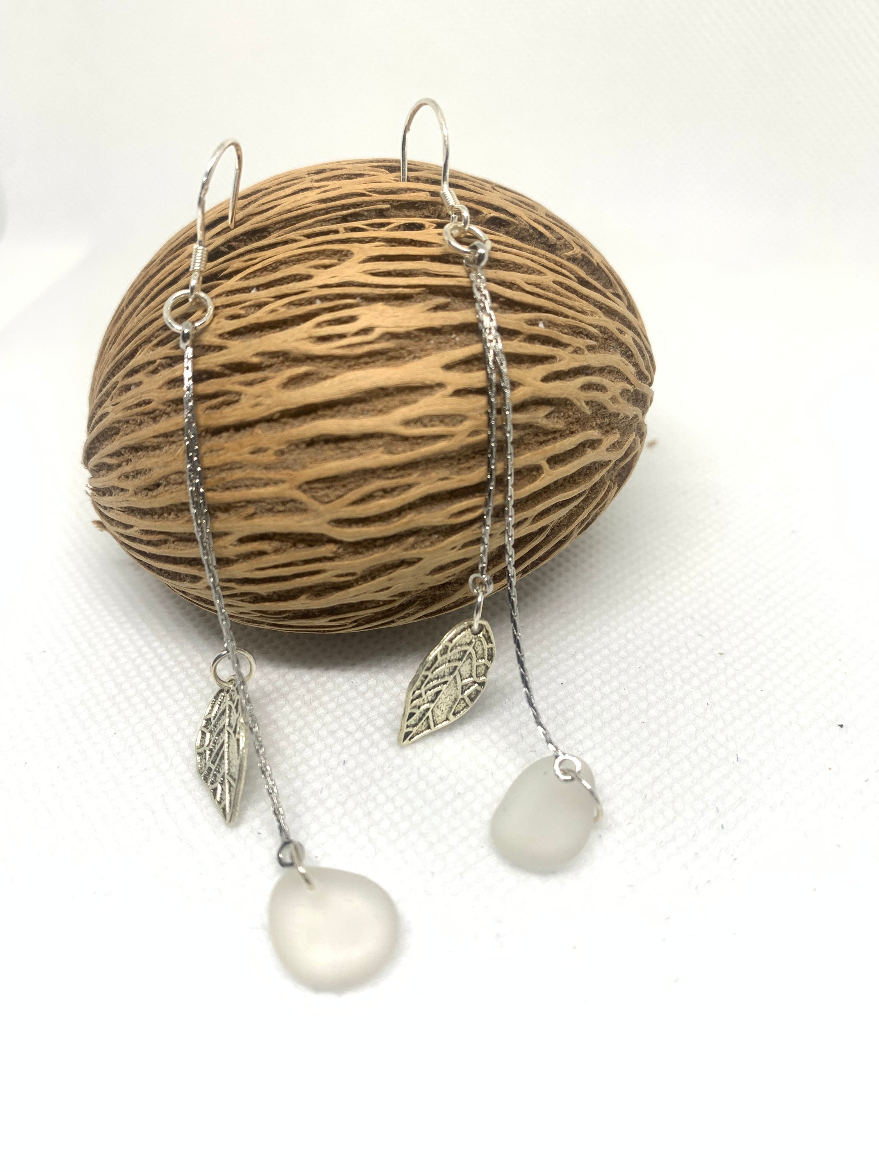 Sea glass drop earrings